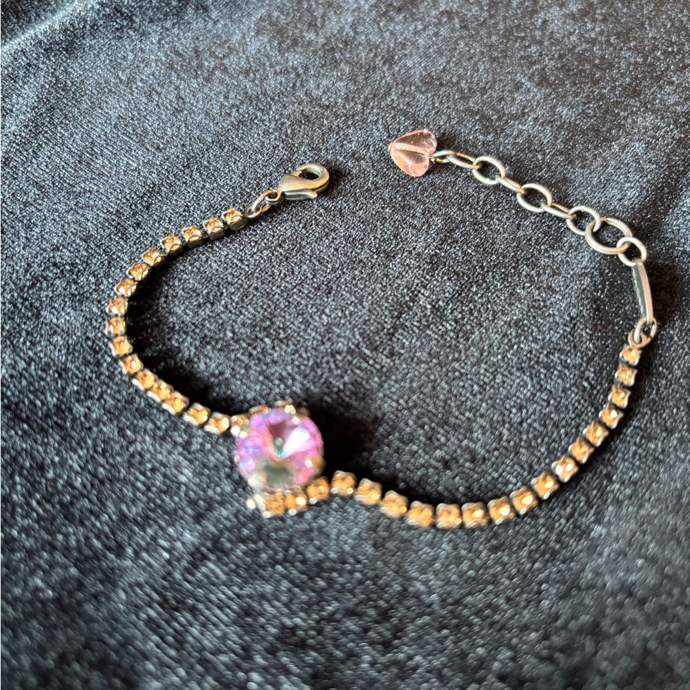 Sabika Austrian Crystal Gold and Pink Bracelet